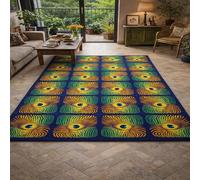 GUGJHFVH Tapis Salon, Chambre à Coucher Courte Pile, Lavable en Machine Vert Abstrait Géométrique Moderne, 100x160cm