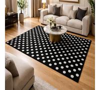 GUGJHFVH Tapis Salon Chambre Lavable Lavable en Machine Tapis Poils Ras Antidérapant et Résistant Geometric Retro Black, 140x200cm
