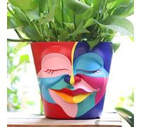 GUGUGO Pot de Fleurs Abstrait Arc-en-Ciel de 20,3 cm, Pot de Fleurs éclectiques Mignons pour Plantes d'intérieur et d'extérieur, décoration de Chambre colorée et Amusante, esthétique, Rouge Corail et