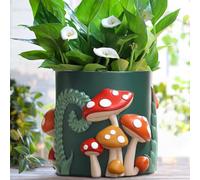 GUGUGO Pots de Fleurs avec Motif Champignons colorés Uniques avec Drainage, Vintage rétro pour Plantes d'intérieur, éclectique pour décoration d'intérieur bohème Moderne, (20 cm, C)
