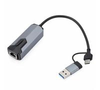 Gugxiom Adaptateur USB C et USB A vers Ethernet 2,5 Gbit/s, Adaptateur Ethernet en Aluminium LAN RJ45 Plug and Play pour Thunder Bolt 4 5