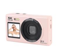 Gugxiom Caméra Numérique 5K 80MP avec Lumière de Remplissage et Zoom 18x - Caméra de Vlog à Double écran pour Blogging Youtube, WiFi, Carte TF 32 Go, Batterie, LCD 2,8 ", Sangle de (Pink)