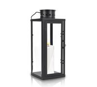 Gugxiom Lanternes noires, lanterne de jardin décoration pour bougie, grande lanterne de bougie extérieure, photophore en métal décoration pour salon, balcon, jardin et intérieur (35 × 13,5 × 13,5 cm)