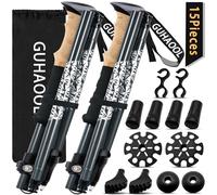 GUHAOOL Bâtons de Randonnée, 2 PCS Bâton de Marche Télescopique Retractable,Pliable Antidérapant Ultraléger Bâtons de Marche avec 5 Paires de Tampons en Caoutchouc pour Le Conditionnement du Trekking