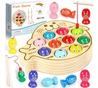 GUHAOOL Jeux Enfants,Jeux Montessori,Jouets en Bois Jeu de Pêche Magnetique,Cadeau Fille/Garcon/Bebe 2 Ans, Jeux Educatif pour 2 3 4 5 Ans