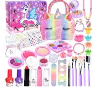 GUHAOOL Kit de Maquillage Enfant Fille 36 Pcs, Valise Beauté Lavable et Non Toxique, Jouet Filles Cadeau de Noël Anniversaire 5-10 Ans