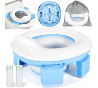 GUHAOOL Pot de Voyage Enfant Pliable, Pot Bebe Enfants 3-in-1 Siège Toilette Pliable avec Sacs, Pliante Toilettes pour Enfants, Reducteur Toilette Enfant à Emporter Partout Pot Portable Enfant Voyage