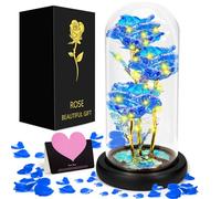 GUHAOOL Rose éternelle Dôme en verre Socle en bois LED éternelle Cadeau pour Maman, femme, Noël, mariage, anniversaire, fête des mères