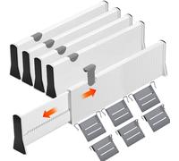 GUHAOOL Séparateurs de Tiroir, Lot de 4 Organisateurs de Tiroirs Réglables 37.5-54CM, Separateur de Tiroirs Cuisine Extensible Separateur Tiroir Plastique pour Cuisine, Commode, Salle de Bain, Bureau