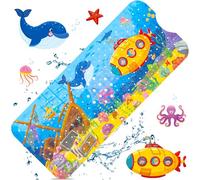GUHAOOL Tapis de Bain Antidérapant pour Enfants 100x40cm, Tapis de Baignoire Antidérapant avec 200 Ventouse Matériel de PVC, Tapis de Baignoire Anti Glisse Antibactérien et Ans BPA Lavable en Machine