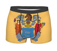 GUHAOT Boxer doux pour homme, imprimé drapeau du New Jersey, sous-vêtements respirants et confortables, boxers extensibles pour homme, Noir , M