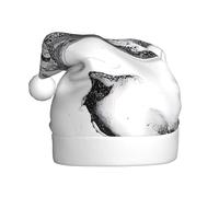 GUHAOT Chapeau de Noël imprimé marbre noir et blanc, chapeau de Père Noël, couvre-chef, accessoire de costume de vacances