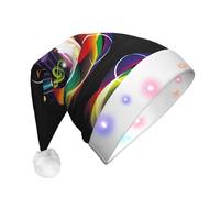 GUHAOT Chapeau de Père Noël à LED avec impression musicale colorée, 3 modes d'éclairage pour Noël, costume de fête