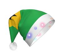 GUHAOT Chapeau de Père Noël à LED avec imprimé drapeau Sao Tomé-et-Principe - 3 modes d'éclairage - Chapeau de Noël pour fête costumée