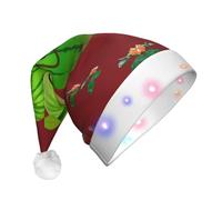 GUHAOT Chapeau de Père Noël à LED avec imprimé pastèque Big Eye, 3 modes d'éclairage pour Noël, costume de fête