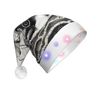 GUHAOT Chapeau de Père Noël à LED avec imprimé pieuvre de pirate à voile, 3 modes d'éclairage, chapeau de Noël pour fête costumée