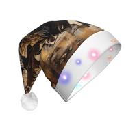 GUHAOT Chapeau de Père Noël à LED avec imprimé troupeau de bison d'Amérique du Nord, 3 modes d'éclairage pour Noël, costume de fête