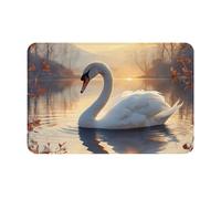 GUHAOT Tapis de salle de bain antidérapant en mousse à mémoire de forme de cygne flottant sur l'eau, tapis de sol d'intérieur absorbant