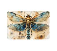 GUHAOT Tapis de salle de bain doux et antidérapant en mousse à mémoire de forme avec imprimé libellule dorée vive