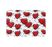 GUHAOT Tapis de salle de bain doux et antidérapant en mousse à mémoire de forme - Motif cœur rouge avec clous