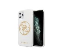 Guess Coque pailletée 4G pour iPhone 11 Pro Max Blanc/Or GUHCN65TPUWHGLG