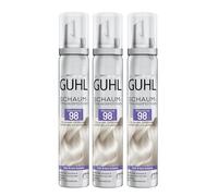 Guhl Lot de 3 flacons de 100 ml de mousse coiffante - Couleur 98 - Blond argenté - Pour cheveux gris, blond clair, blond clair et blancs - Tenue douce, volume et brillance des couleurs