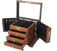 GUHPZA Boîte À Bagues, Boîte De Rangement pour Bijoux, Conteneur De Rangement, Boîte À Bijoux en Bois Massif Exquise avec Serrure, Boîte en Bois,1