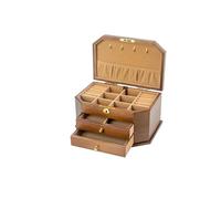 GUHPZA Boîte À Bagues en Bois Massif avec Serrure, Boîte De Rangement pour Bijoux, Boucles d'oreilles, Colliers, Grande Capacité, Simple Et Vintage,1