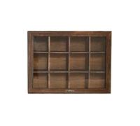 GUHPZA Boîte À Bagues Multi-Grilles en Bois Massif, Boîte De Rangement avec Couvercle en Verre, Boîte De Présentation Anti-Poussière, Étagère, Boîtes À Bijoux, Organisateur De Cosmétiques,45659