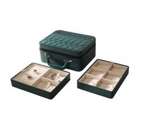 GUHPZA Boîte À Bijoux À 2 Niveaux, Boîtes De Rangement Et Organisateur De Bijoux Portables pour Le Rangement Et La Présentation De Colliers, Bagues, Boucles d'oreilles Et Bracelets,Green