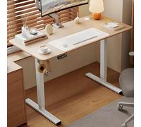 GUHPZA Bureau Assis-Debout Réglable, Bureau D'Ordinateur avec Support pour Casque, Poste De Travail Ergonomique pour Bureau À Domicile, Facile À Assembler,Wood Color-47.2x23.6in