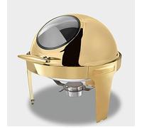 GUHPZA Chauffe-Plats pour Événements Traiteur : Ensemble Buffet De Marmites Chaudes en Acier Inoxydable, Ensemble De Tampons Rectangulaires pour Traiteur, Marmite Chau,Gold Plated Visual Cover-6L