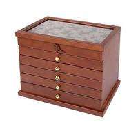 GUHPZA Coffret À Bijoux en Bois Massif À 6 Niveaux avec 5 Tiroirs, Grand Plateau De Rangement pour Bijoux, Idéal pour Femme.