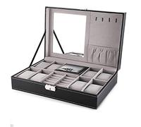 GUHPZA Coffret À Montres en Cuir pour Homme, 8 Compartiments, Plateau De Rangement pour Montres, Présentoir À Bijoux, Tiroir avec Couvercle