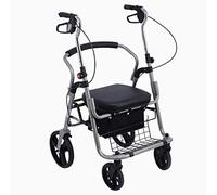 GUHPZA Déambulateur Pliable Déambulateur Cadre Pliable Léger avec Freins Siège Panier À Provisions Poignées Réglables en Hauteur Aide À La Marche Chariot Aide À La Mobilité Aide À La Marc