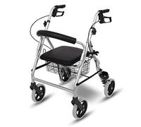 GUHPZA Déambulateur Pliable pour Personnes Âgées avec Siège Et 4 Roues pour Personnes Âgées, Pliable, Déambulateur À Trois Roues, Poignées Réglables en Hauteur