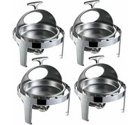 GUHPZA Ensemble Buffet Chafing Dish, Chauffe-Plat Rond, Ensemble Chauffant Rectangulaire avec Ressort Spiralé, Support De Plateau Et Couvercle pour Les Repas Lors De F,Four