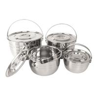GUHPZA Ensemble De Quatre Casseroles en Acier Inoxydable pour Pique-Nique, Barbecue, Camping, Cuisine Suspendue, Maison, Convient À Tous, comme Indiqué
