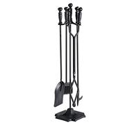 GUHPZA Ensemble D'Outils pour Cheminée, Grand Ensemble Noir avec Base Carrée, Support pour Foyer Intérieur/Extérieur, Accessoires pour Cheminées Rustiques, Ensemble D'Outils Pou