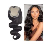 GUHPZA Les Femmes Couvrent Leurs Perruques Chauves Topper De Cheveux Humains pour Femmes 12X13Cm Pièces De Cheveux De Base De Peau De Soie avec 2Cm PU Autour Et 4 Clip,10 inches