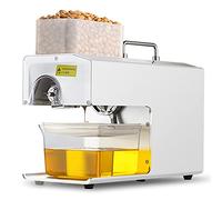 GUHPZA Machine D'extraction D'huile, Presse À Huile Ménage Chaude Et Froide, Expulseur D'huile De Sésame De Colza De Noix en Acier Inoxydable 304/Blanc/40X36.5X18Cm