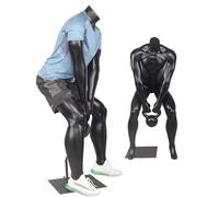 GUHPZA Mannequin De Fitness sans Tête Noir, Buste Réaliste avec Support en Métal, Mannequin De Sport pour La Présentation De Vêtements.,Male B-One Size