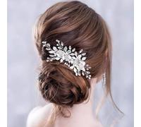GUHPZA Peigne À Cheveux en Fleur Accessoires De Cheveux De Mariage Bandeau en Strass De Couleur Argent Diadème De Mariée Bandeau Épingles À Cheveux Bijoux De Cheveux,