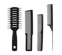 GUHPZA Peignes À Cheveux, Peigne De Coiffure Multifonctionnel, Ensemble De 4 Pièces De Peignes De Coiffure pour Hommes, Peignes À Cheveux Moelleux, Peignes en Nylon,Black