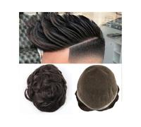 GUHPZA Perruque pour Homme Remy Hair Indian Replacement System 8X10 Pouces Swiss Lace Human Hair Pieces Perruque pour Homme Handmade Full Lace Men Toupee Male Hair Re,Dark Brown