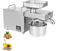 GUHPZA Presse À Huile en Acier Inoxydable pour Noix De Coco, Ricin Et Olives, Extraction À Chaud/Froid, Usage Domestique/Commercial, Capacité 5-8 Kg/H