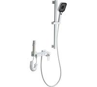 GUHPZA Robinet De Baignoire Thermostatique Blanc, Robinet De Baignoire Mural avec Douchette À Main À 3 Fonctions Et Pulvérisateur De Bidet, Robinet De Baignoire en Lai