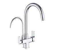 GUHPZA Robinet D'Évier De Cuisine 3 en 1 avec Filtre À Eau 3 Voies, en Laiton, Rotatif À 360°, pour Boire Directement De l'eau Chaude Et Froide, Multifonctionnel, Chro