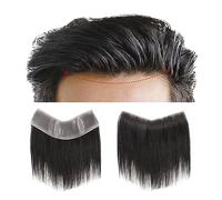 GUHPZA Systèmes De Remplacement Capillaire pour Hommes Postiche Frontal en Cheveux Humains Indiens 4 Cm X 18 Cm en Forme De V pour Hommes, Peau Fine, Base en PU De 0,4cmx18cm-6 inches