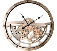 GuHuize Grande horloge murale avec engrenages mobiles pour décoration de salon, grand rouage vintage, ferme, industrielle, steampunk en métal, horloge décorative de cuisine pour décoration murale